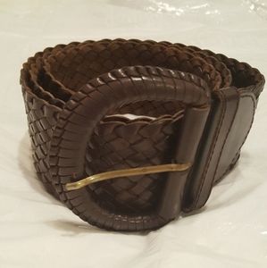 Bebe genuine leather brown belt brass buckle M/L